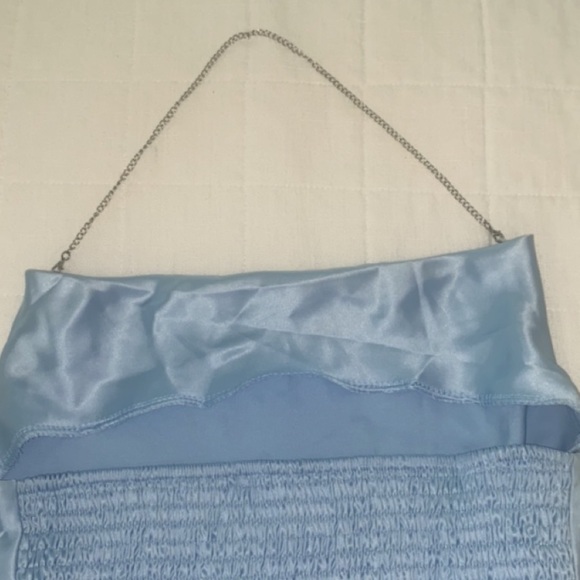 Shiny Blue Crop Top with Chain | Going Out Tops - Picture 3 of 3